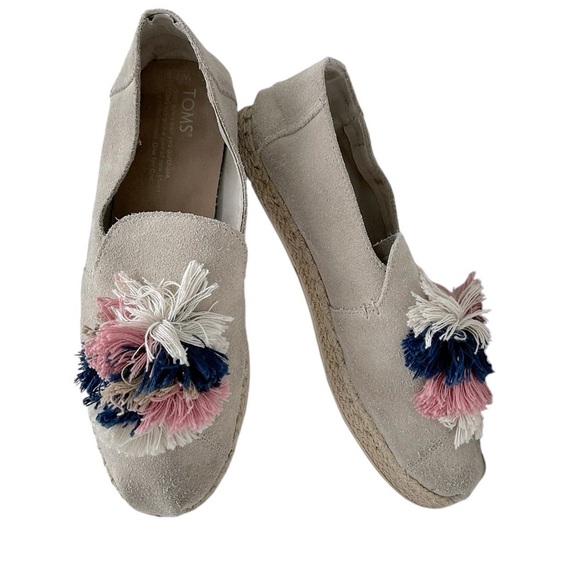 Toms Deconstructed Alpargata Oxford Suede Tassel Flats 7.5 Beige Espadrille $98 - Picture 1 of 9